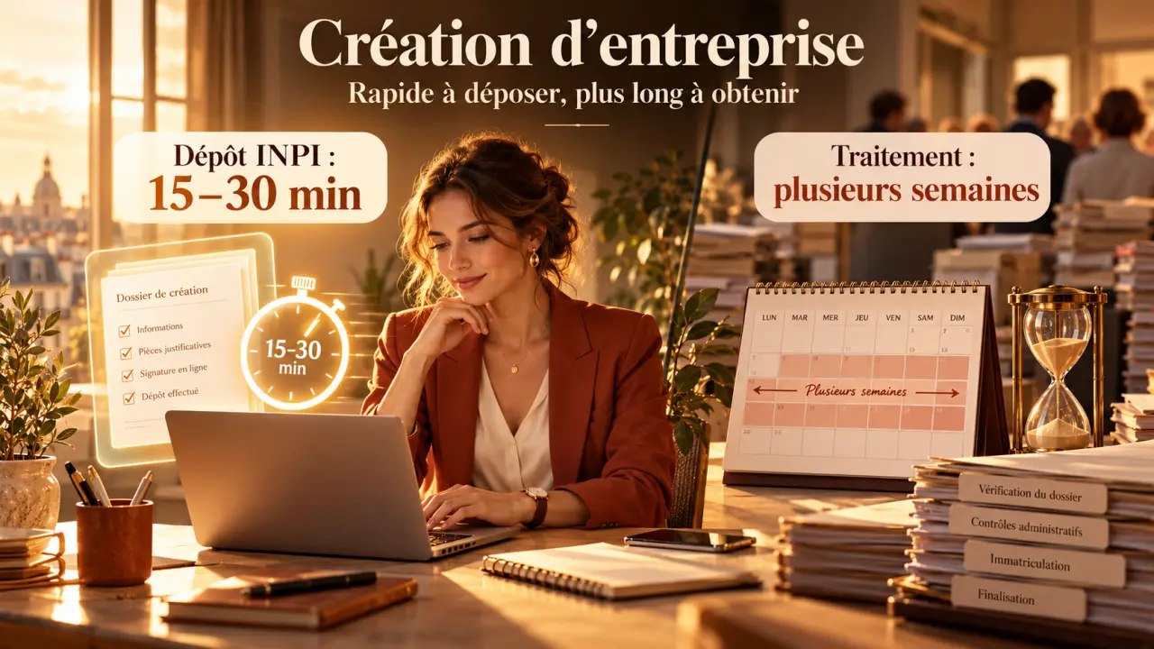 Délais INPI de création d’entreprise : 15 à 30 minutes de dépôt, mais plusieurs semaines d’attente
