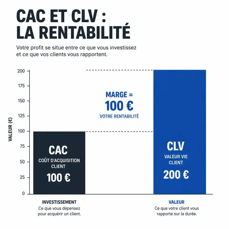 Comparaison CAC et CLV pour juger la rentabilité d'une stratégie marketing digital