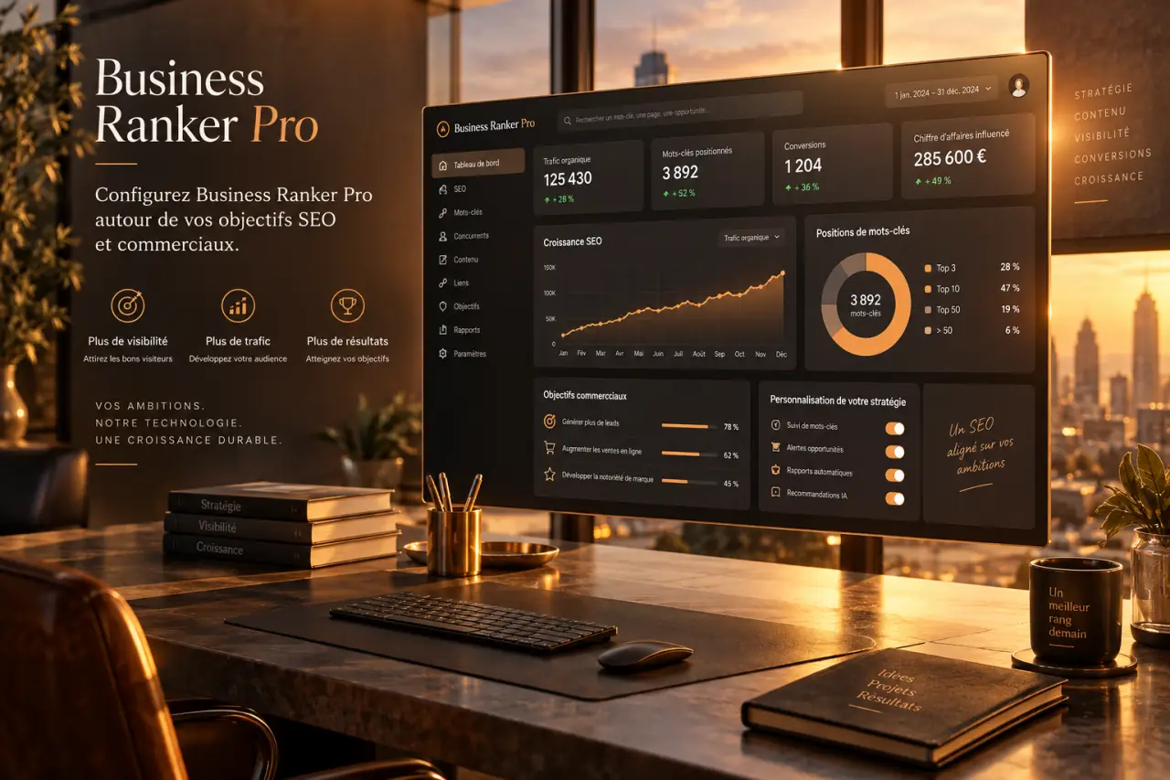 Configurez Business Ranker Pro autour de vos objectifs SEO et commerciaux