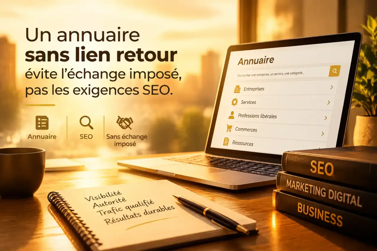 Un annuaire sans lien retour évite l’échange imposé, pas les exigences SEO