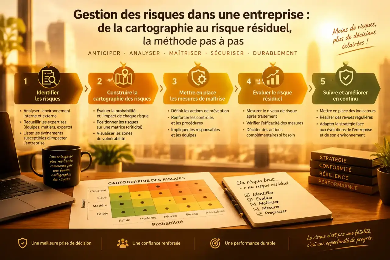 Gestion des risques dans une entreprise : de la cartographie au risque résiduel, la méthode pas à pas