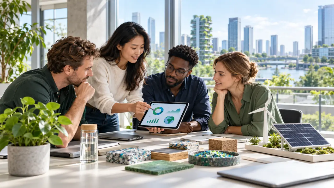 Équipe de fondateurs travaillant sur une stratégie d'impact ESG