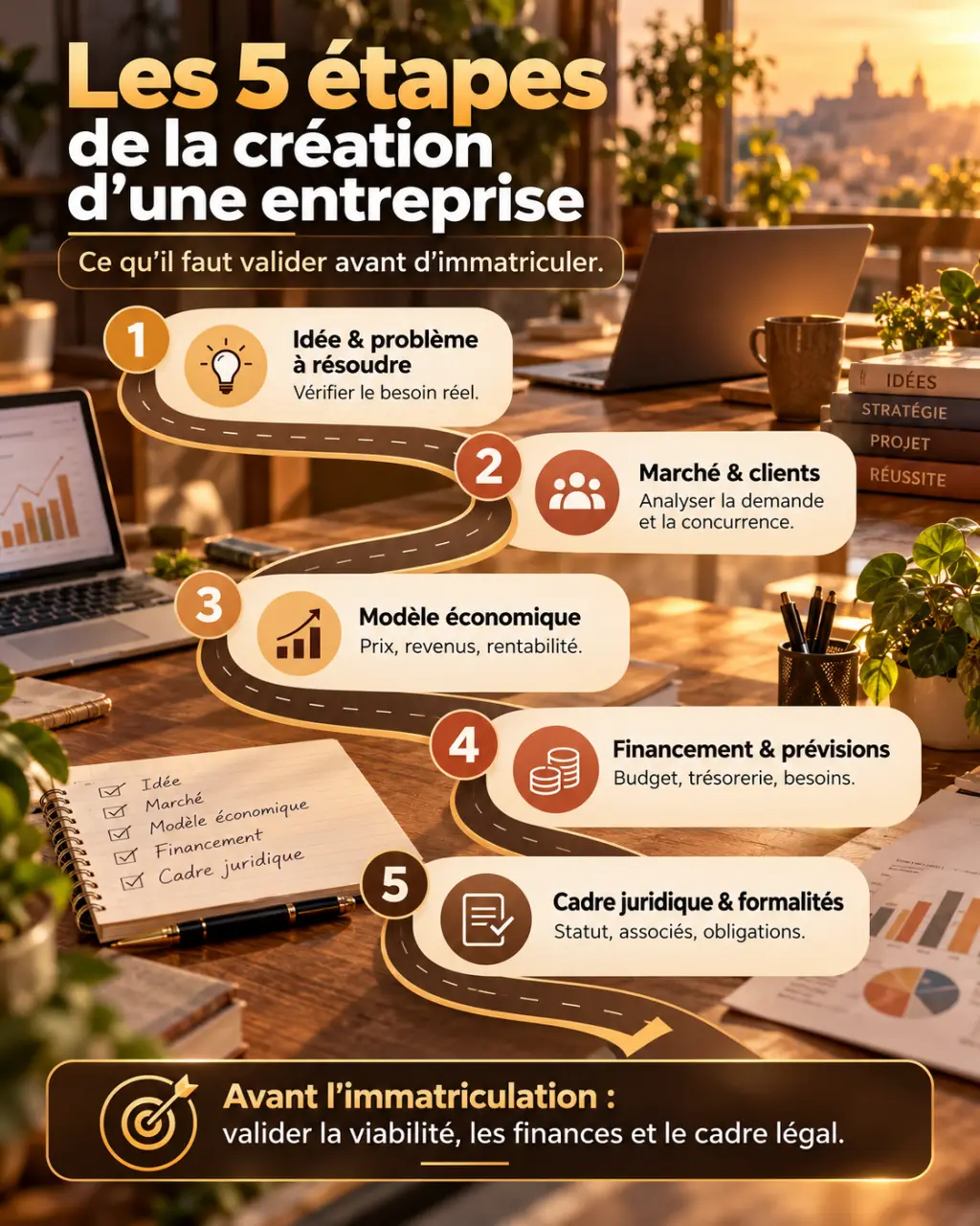 Les 5 étapes de la création d'une entreprise : ce qu'il faut valider avant d'immatriculer